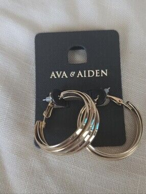 Ava & Aiden Rose Gold Multi-Band Hoop Earrings